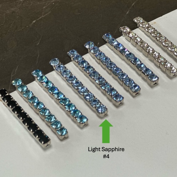 Danny Pollak Light Sapphire Swarovski Crystal Bobby Pin (#4) - approx. 2.5 in. - Picture 1 of 9